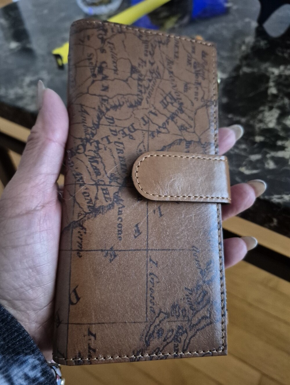 Patricia Nash Brown Travel Map Leather Wallet